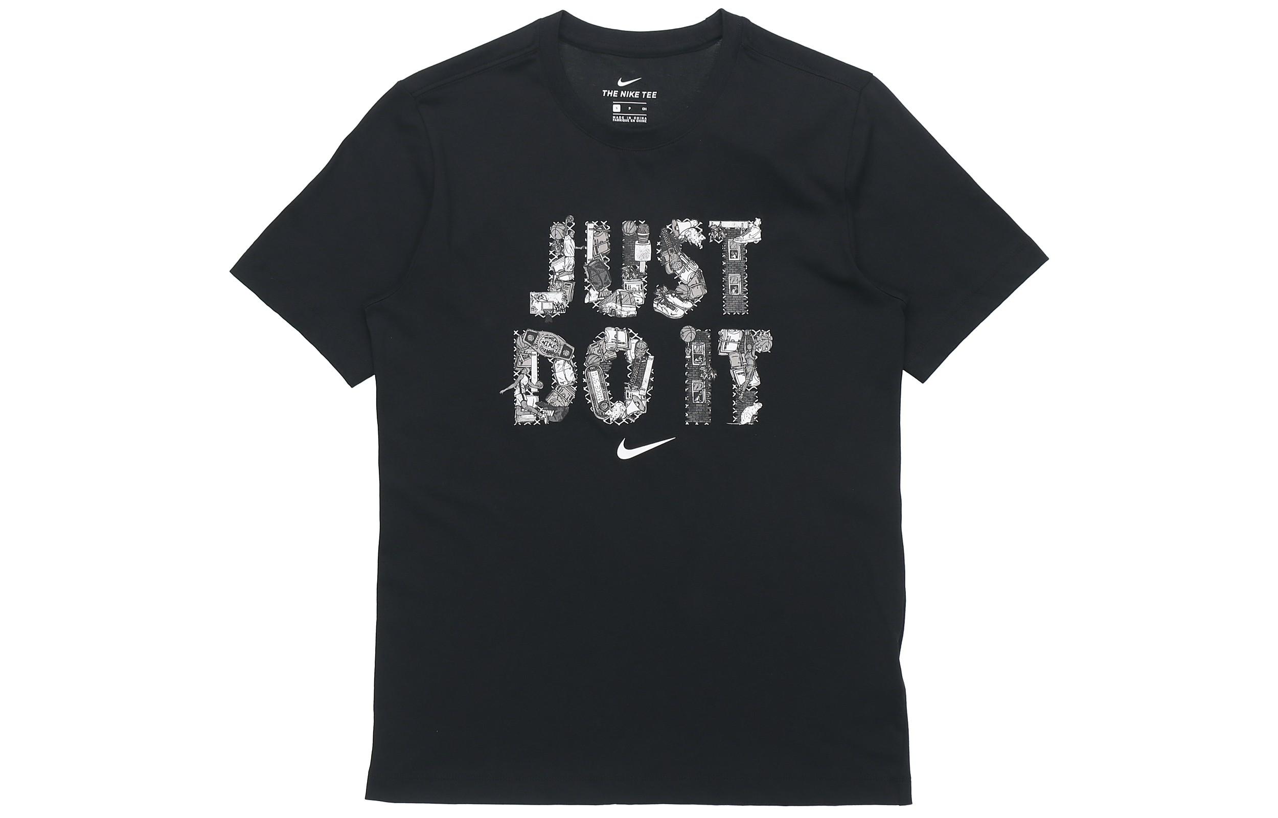 

Nike T Shirts Men s Black Crew Neck Moderate Straight Fit DD0802-010 L