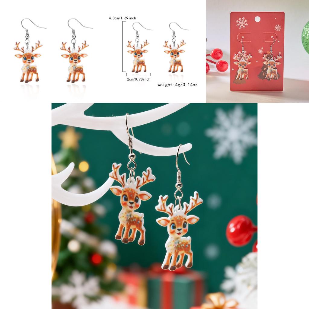 Holiday Themed Acrylic Ear Jewelry With Electroplated Finish For Winter Celebrations