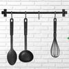 Kitchen Utensil Rail Hanger Metal Black Hooks Utensil Holder