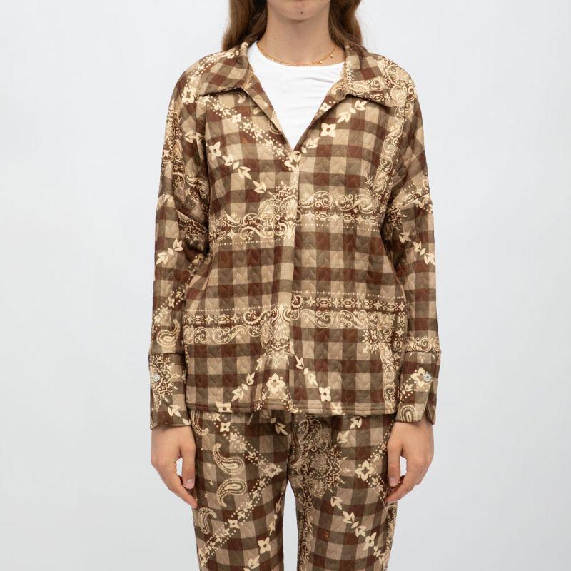 

Quilted overshirt with bandana pattern and jewel buttons Woman HOLLY AND JOEY Taille unique коричневый
