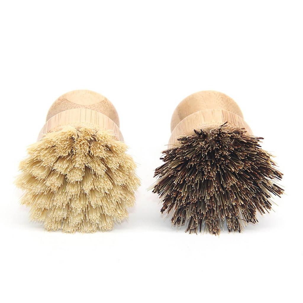 Dish Brush,   Scrub Brush Natural Sisal And  Bristles Dish For Cleaning Dishes,  Iron Pots, Pans, Vegetables And Sink 2pc