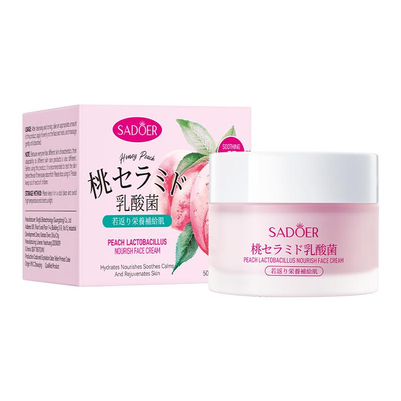 SADOER Peach Nourishing Hydration & Rejuvenation Cream Feuchtigkeitsspendende Gesichtscreme mit Lactobacillus