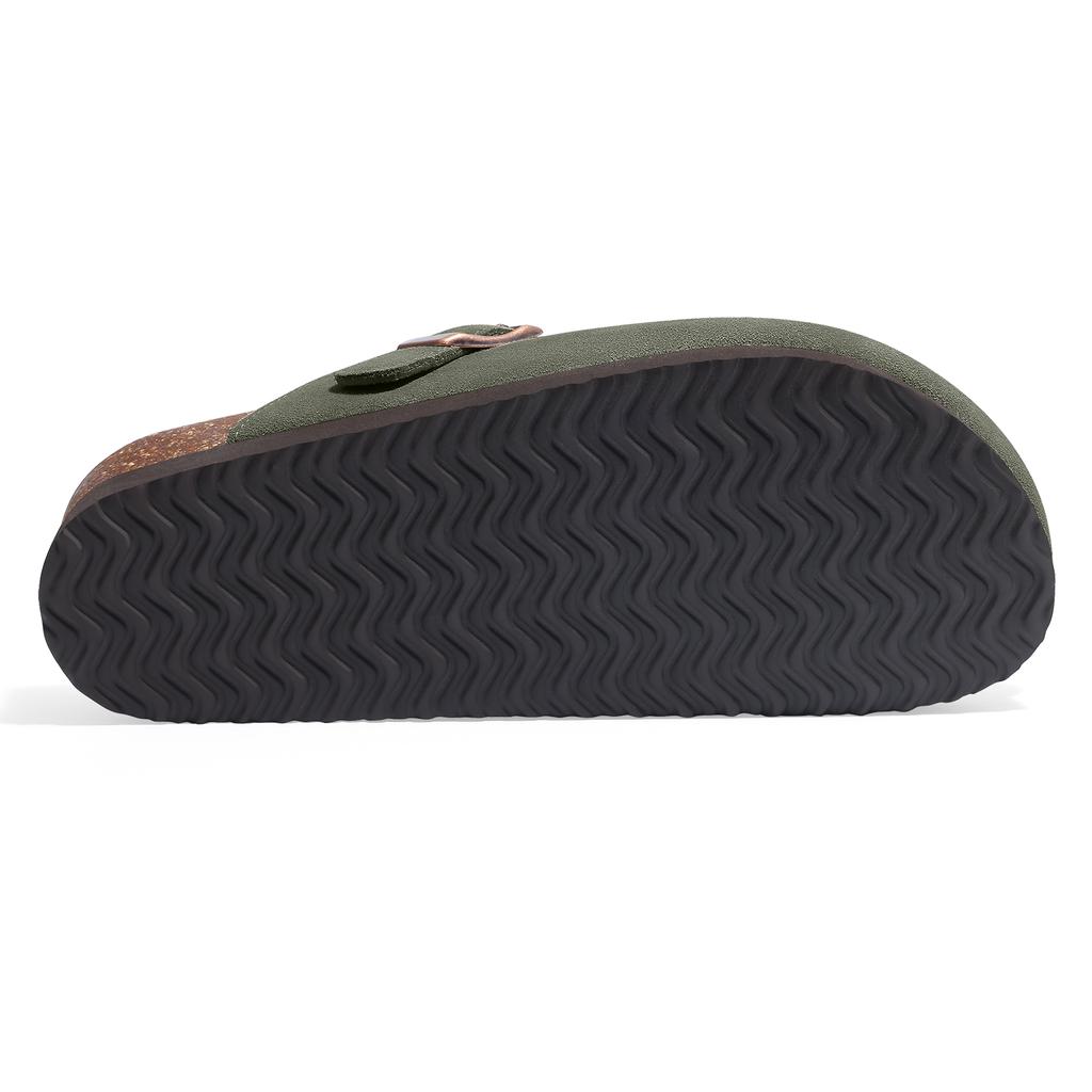 Fashion Smile Pop Men's Suede Shoes With Adjustable Back Strap Leather Mules With Cork Flip-Flop Slippers Insoles Slip-On Potato Shoes