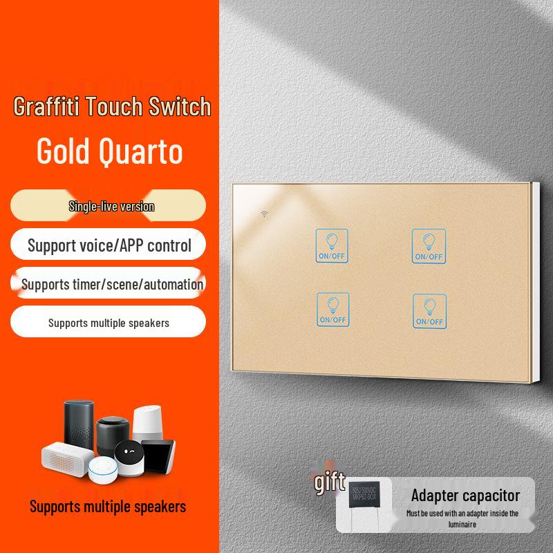 Graffiti Smart WiFi Wall Switch with Alexa & Google Voice Control, US/EU Specs, Touch Panel