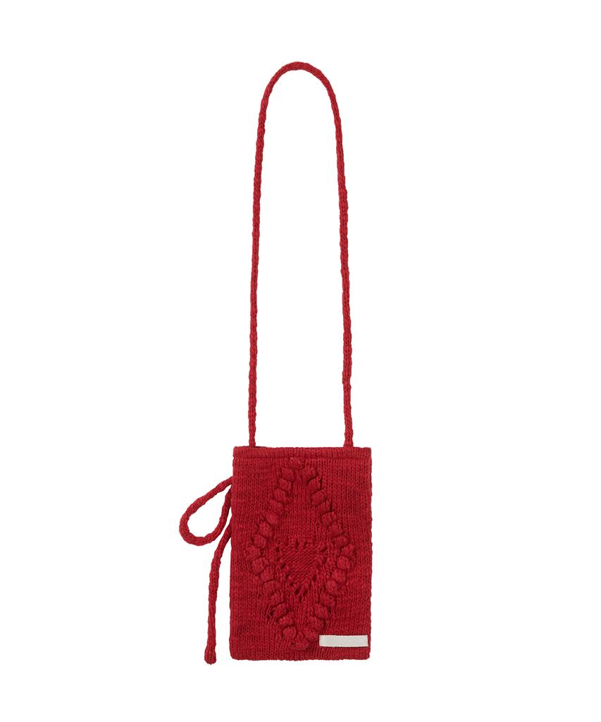 Illigo Fleur Diamond Knit Crossbody Bag Red