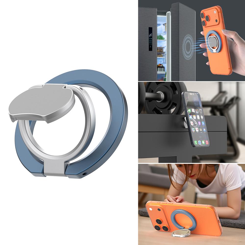 Magnetic Phone Ring Holder Grip with Dual-Side Magnets Triple Folding Zinc Alloy Kickstand