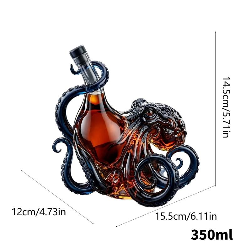 Creative Glass Octopuses Whiskeys Decanter Liquor Dispenser with Secure Suction Base For Home Club And Party Serving