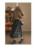 In-Stock Autumn 2025 Women's Warm A-line Woolen Plaid Mid-length Skirt