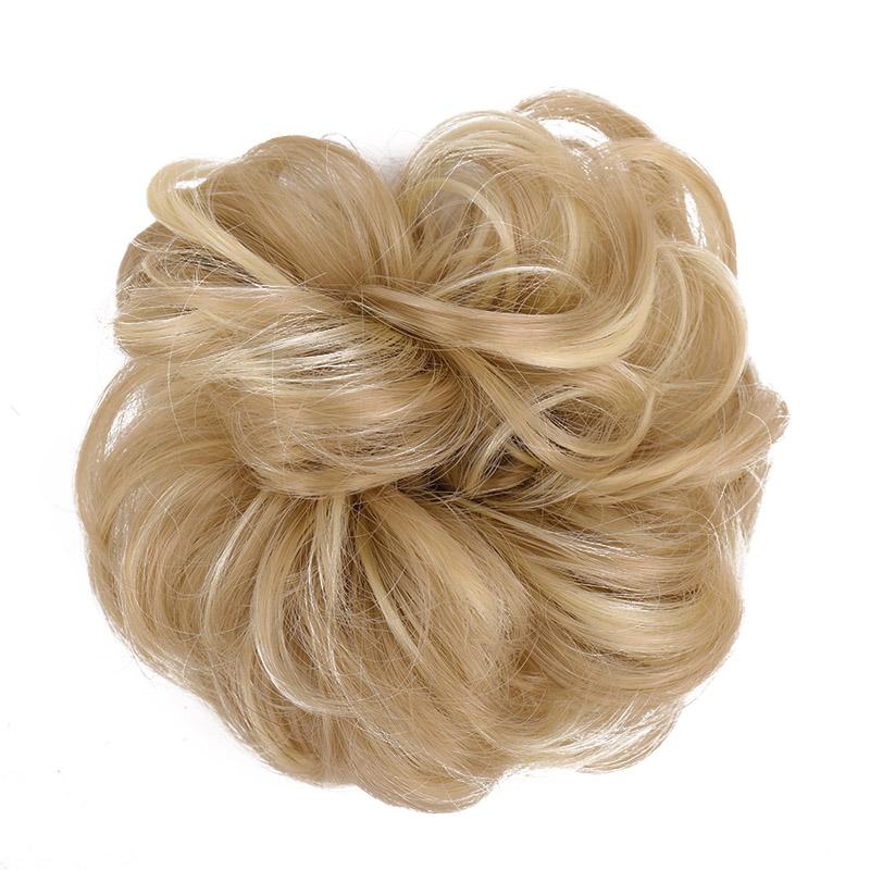 Messy Hair Bun Extensions Rubber Band Synthetic Hair Extension Curly Wavy Messy Synthetic Chignon Scrunchy Updo Hairpiece For Women Girls