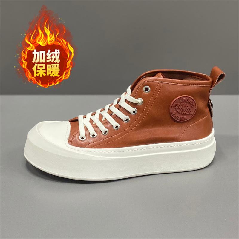 Summer pure leather high-top soft-soled breathable casual short boots casual shoes kq