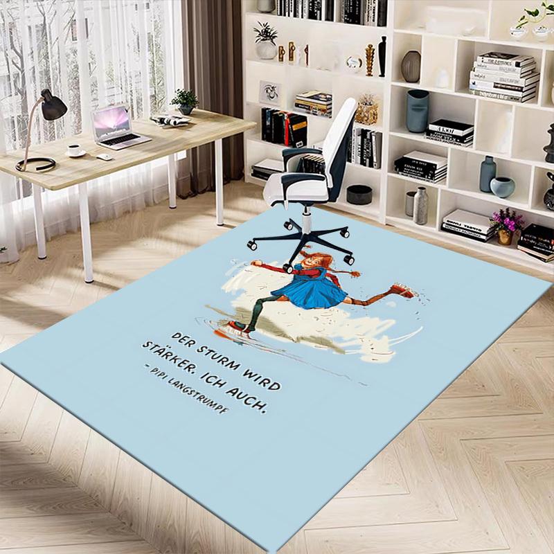 1 Stück Pippi Langstrumpf Sturm Extra Groß Rutschfester Boden Teppich, Büro, Familie, Schlafzimmer, Studio Großer Bereichsteppich Indoor Teppiche