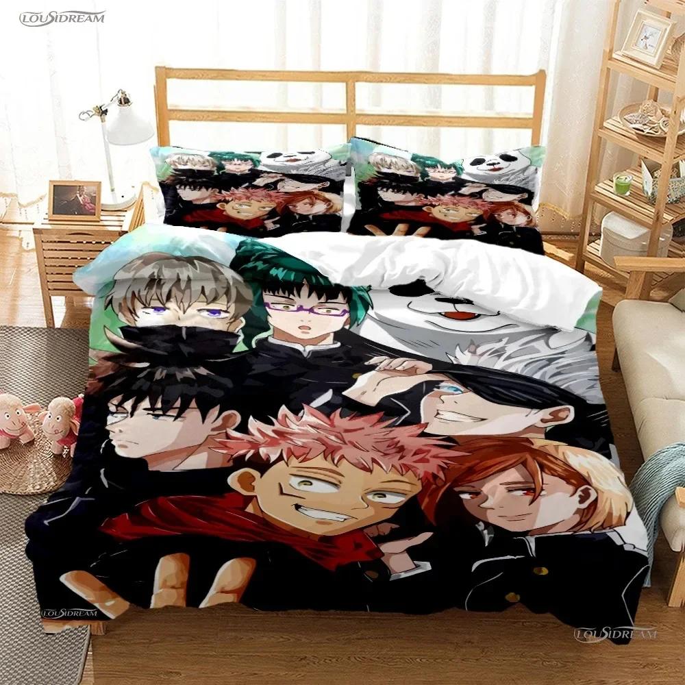 Carton Anime Jujutsu Kaisen 4 Season Bedding Set Print With Pillowcase Bed Duvet Cover Soft Single Double Queen Super King Size