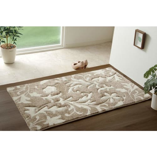 IKEHIKO Wilton Entryway Rug, Single Mat, Nem Beige, Approx. 70 x 120 cm, Approx. 15 mm Thick, Made in Turkey, Durable, Resilient, Antibacterial, Deodo