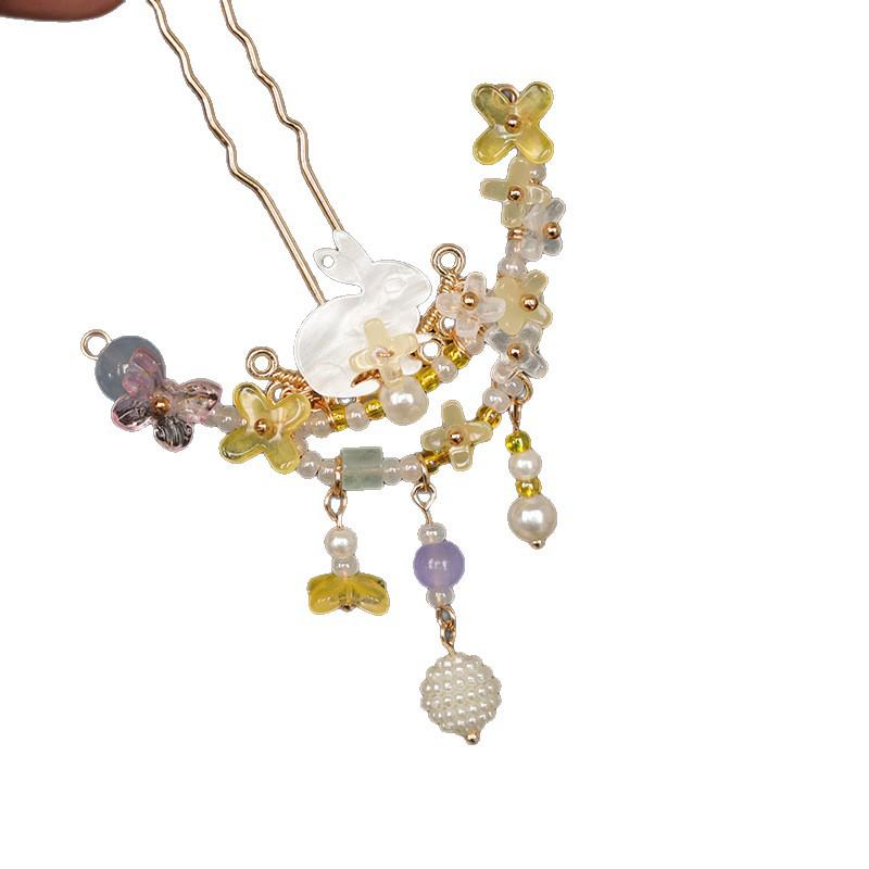 Osmanthus Kaninchen Hanfu Haarnadel: Mondfest-Feenquaste Buyao für Kinder, Antiker Stil Schläfenaccessoire