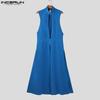 INCERUN Summer Men Sleeveless Cutout Splits Casual Long Tunic Tank Tops