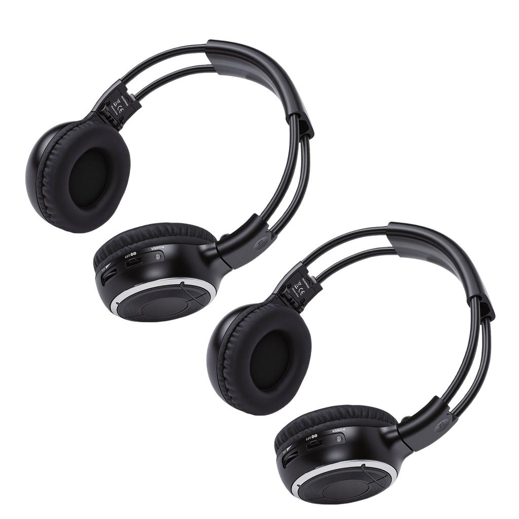 2er-Pack kabellose Kopfhörer für das Auto, 2-Kanal-IR-Funkkopfhörer für Fahrzeug, universelles Rear-Entertainment-System