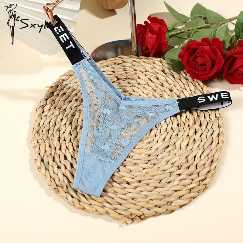 Sexy Mesh Thong Female Low Waist English Letters Fashion Sports Comfortable Ladies Panties