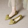 Beautiful single shoes, shallow mouth bow, pointed head, gentle wind, maternity shoes, flat shoes, super soft fairy French