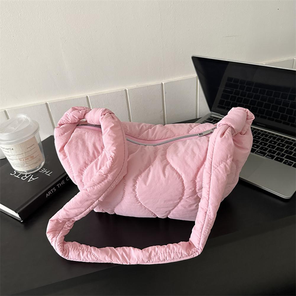 Female Puffer Shoulder Bag Trendy Soft Down Cotton Pillow Shopper Bag Lightweight Quilted Simple Crossbody Bag for Teenage Girls