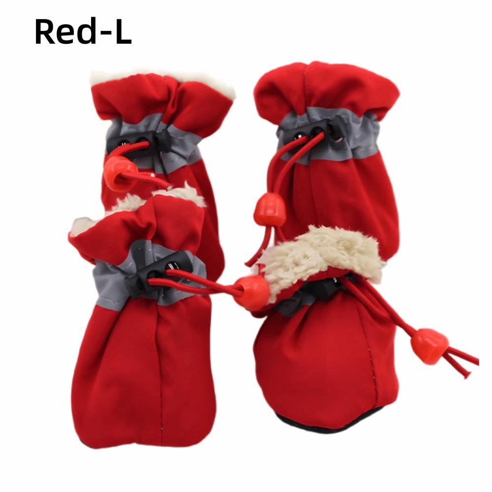 4Pcs Anti-Scratch Pet Dog Shoes with Reflective Trim Strong Grip Antiskid Puppy Shoes Wear-Resistant Does Not Fall Off