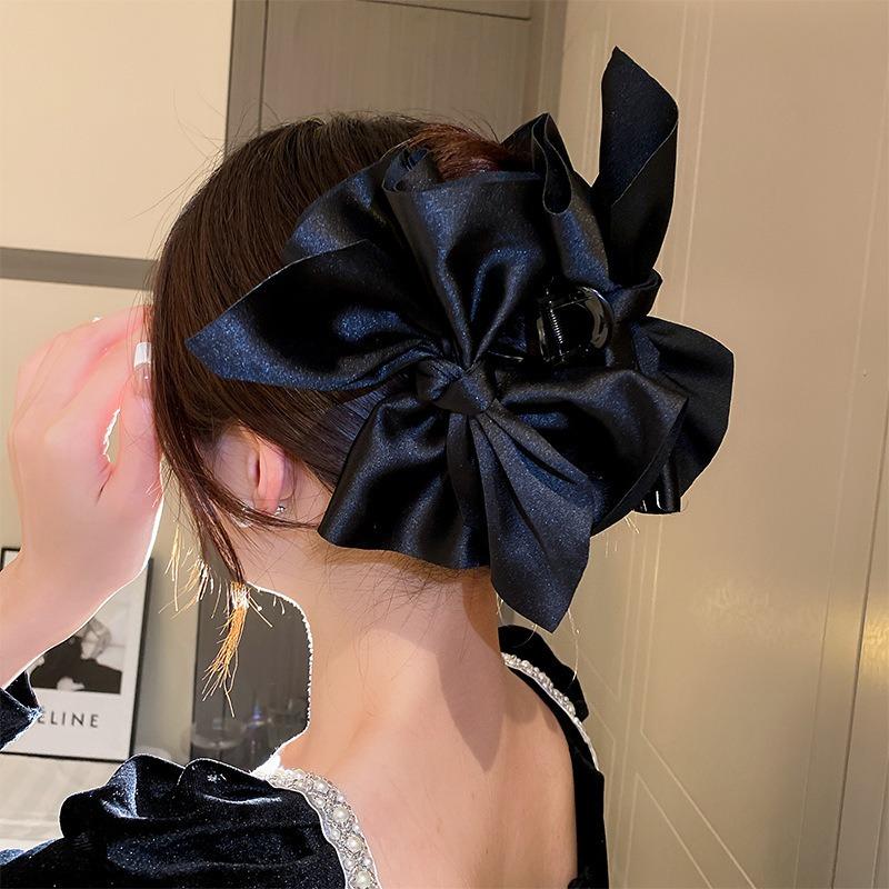 Big Large Satin Bow Ribbon Hair Clip Fashion Elegant Temperament Women Girls Ponytail Clip Ribbon Hair Clips Wedding Hair Accessories Gifts