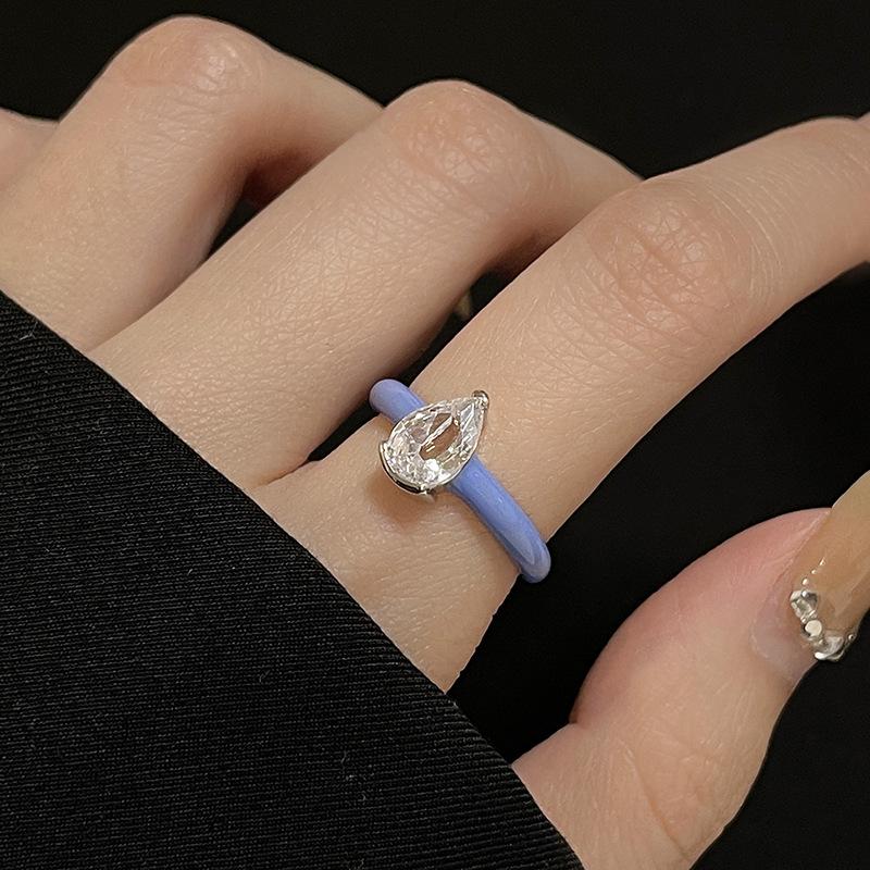 Niche Design Sense Of Love Enamel Zircon Light Luxury Personality High Sense Stacked Wearing Open Ring Woman