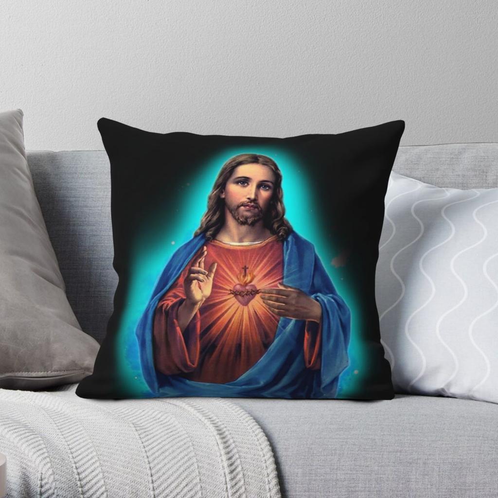 Jesus Christ Pillowcase Polyester Linen Velvet Printed Zip Decor Throw Pillow Case Sofa Seater Cushion Case