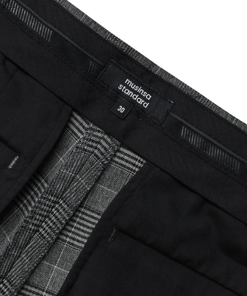 MUSINSA STANDARD Glen Check Wide Hidden Banding Slacks [Brown]