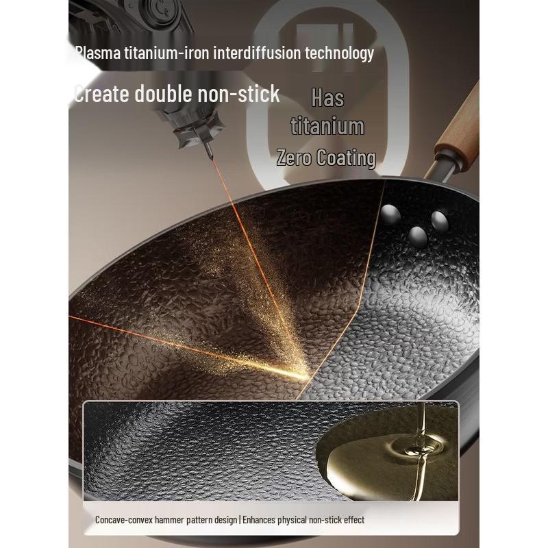 ASD 28cm Titanium Iron Deep Frying Wok