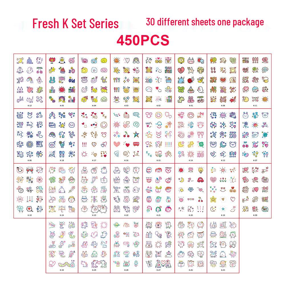 

Cartoon Cute Expression Temporary Tattoo - Waterproof & Sweatproof 5.7x9.7cm (Set of 30)