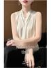 2026 Spring/Summer Silk Satin V-neck Sleeveless Solid Color Tank Top