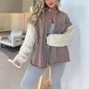 Chaqueta de Lana Denim con Manga de Punto Patchwork para Mujer Transfronteriza 2023