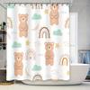 Cute Bear Shower Curtain White Bathroom Decor with Rainbow Clouds Pattern for Kids Bathrooms Set Includes 1 Curtain (70 X 72) +