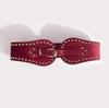 Women's Stylish Suede Rivet Elastic Belt with Adjustable Wide Waist