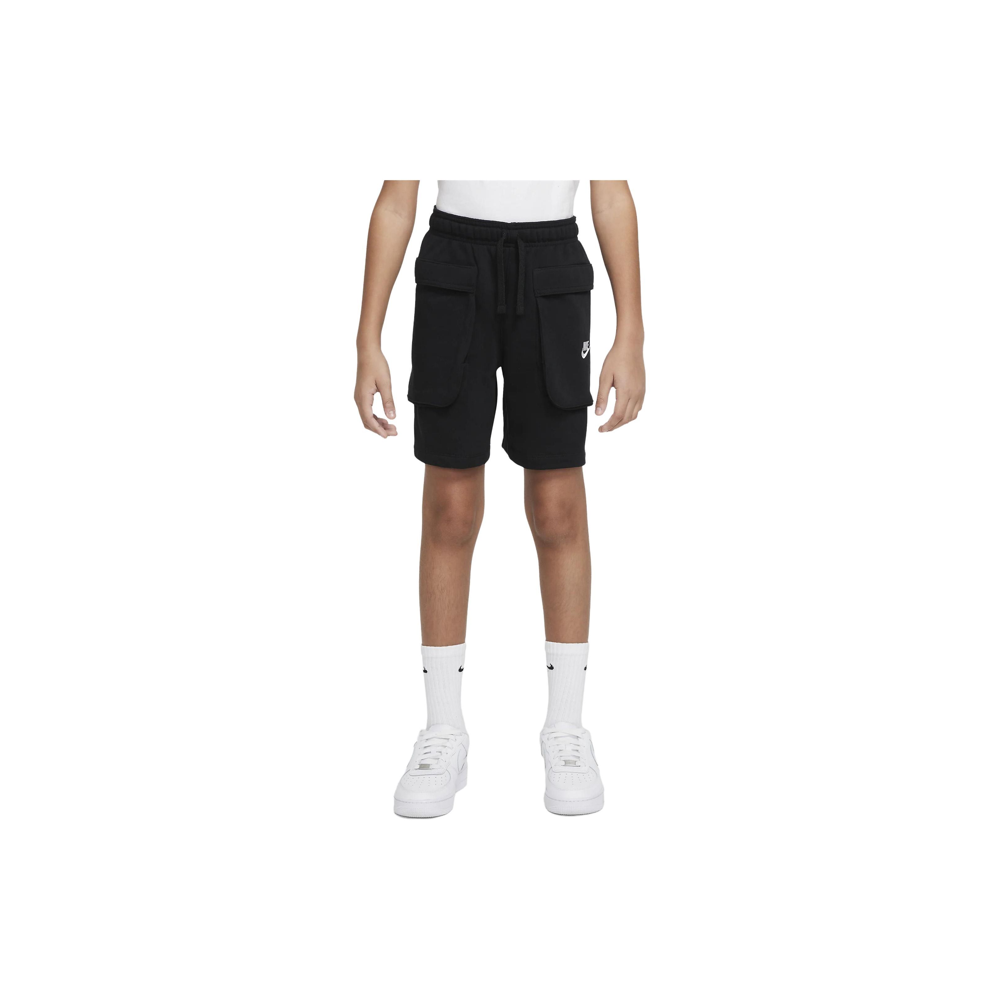 Nike Sportswear Однотонные шорты с логотипом на кулиске, прямые, детские, черные DM8049-010 L