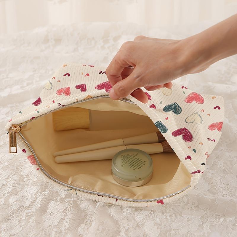 Charmante Herzmuster Make-up Tasche Leichte Reißverschluss Gefütterte Multifunktionale Kosmetiktasche für Toilettenartikel Zubehör Aufbewahrungstasche
