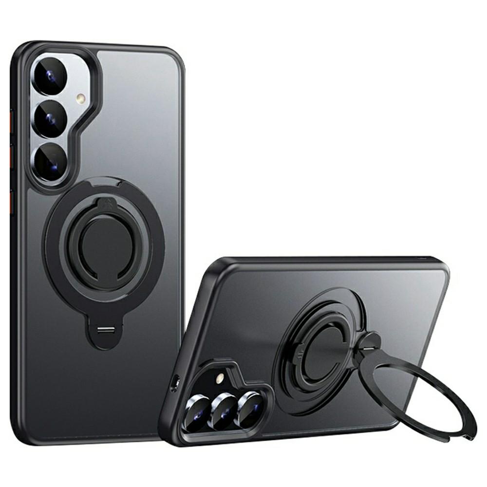 For Samsung Galaxy S25+ Case Compatible with MagSafe Kickstand Matte PC+TPU Phone Cover with Silicone Ring