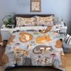 3Pcs Cute Cats With Fish Pattern Duvet Cover Set Digital Print Colorful Polyester Bedding With Zipper Closur For Kids Gifts