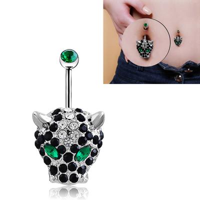 Edelstahl Punktion Schmuck Mode Leopard Kopf Boutique Voll Bohrer Tier Maske Bauchnabel Bauchnabel Schnalle