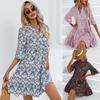 Kleid Sommer Lockeres V-Ausschnitt Freizeitkleid Kleid