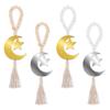 Eid Mubarak Holzperlen Anhänger mit Quaste Ramadan Kareem Mond Stern Hängendes Ornament Geschenk Islamische Muslimische Party Hausdekoration