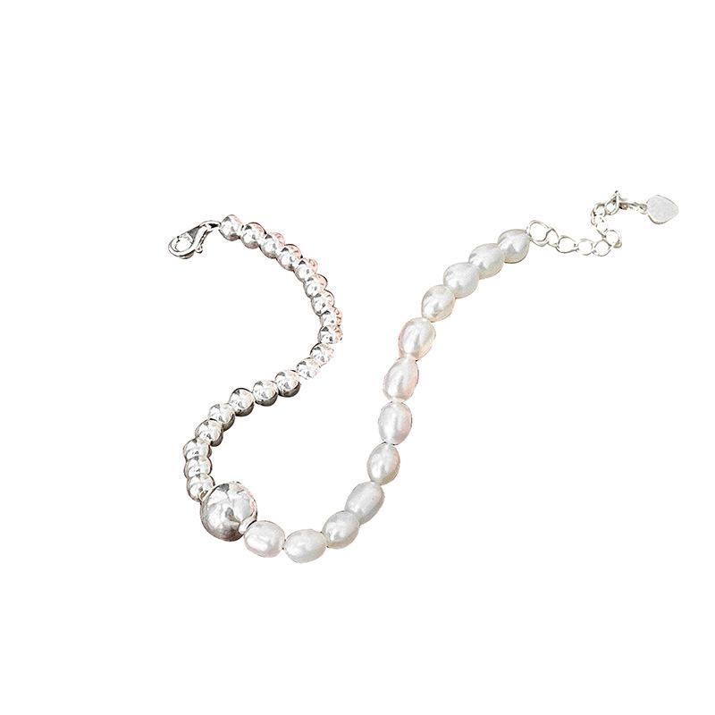 Yinruitai S925 Sterling Silver Freshwater Pearl Necklace & AB Chain Bracelet for Women
