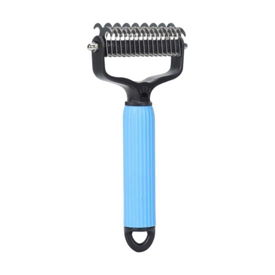 Pet Grooming Rake, Double Sided Cat Undercoat Rake Dematting Comb, Gentle Detangling Tool, Deshedding Brush for Dogs Cats Medium Long Coats