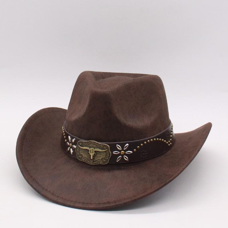New Flower Tauren Men Ladies Curled Western Cowboy Hat Crack Peach Heart Top Hat