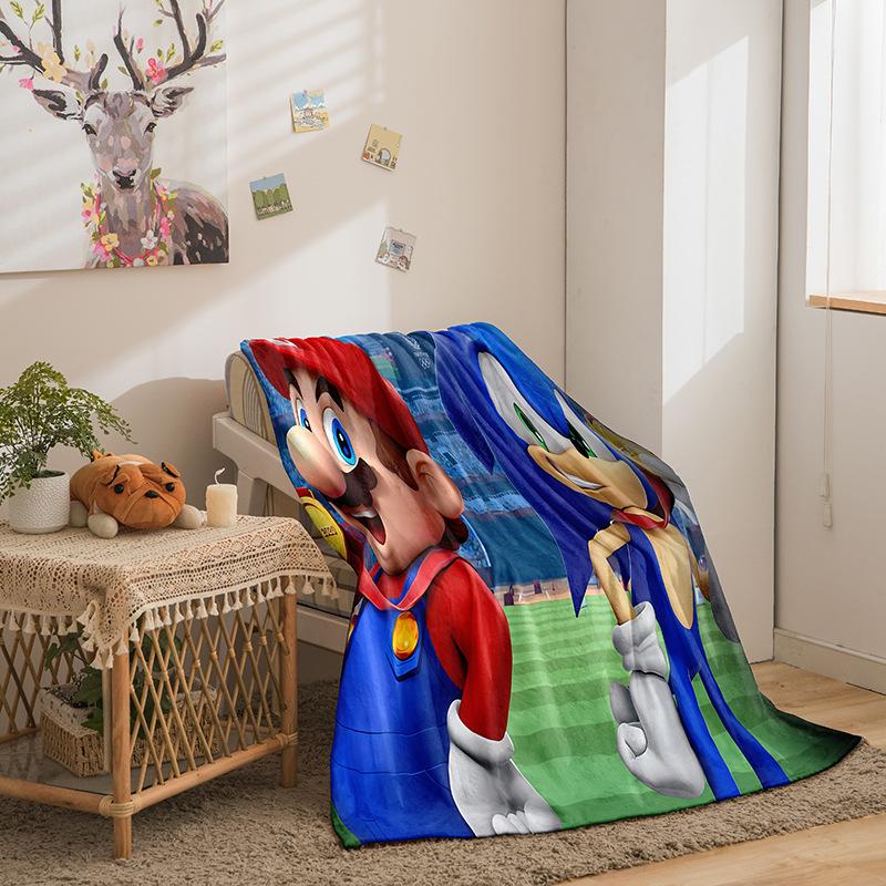 Cartoon Sonic Series Flannel Fleece Blanket 3D Printing Sofa Blanket Thickened Blanket