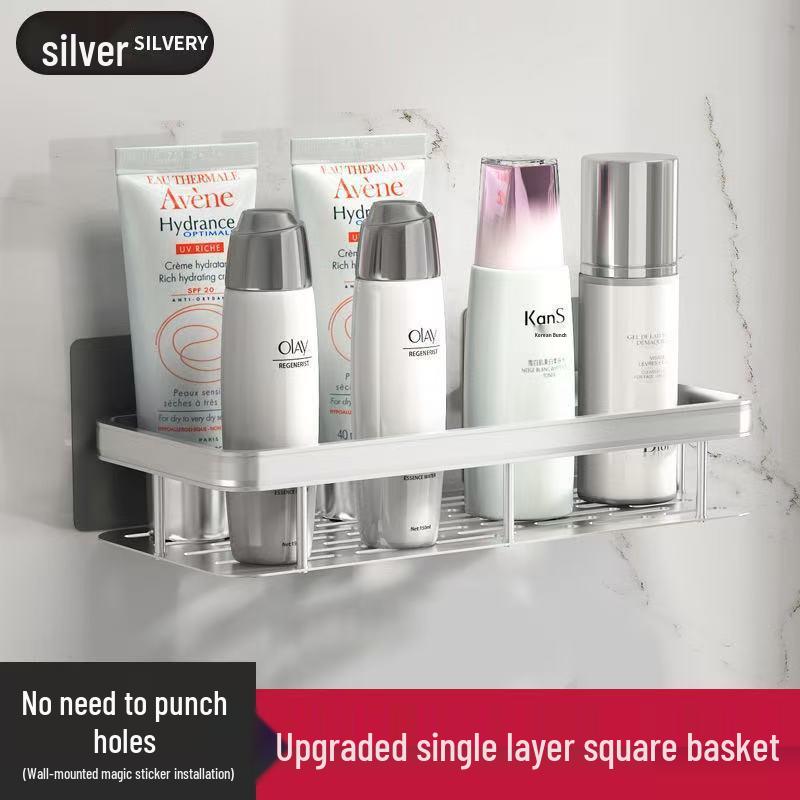 Wall-Mounted No-Punch Bathroom Vanity Shelf Organizer