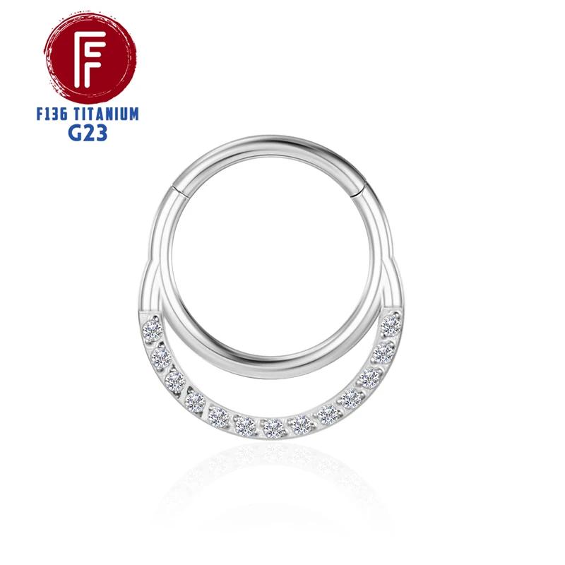 

F136 Титановый Пирсинг 16G Хрящ Люкс Септум Кликер Трагус Кольцо в Нос Циркон Шарнирный Сегмент Лабрет Боди Циркон оптом 1.2x10mm