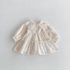 Mädchen Herbst Koreanischer Stil Langarm Prinzessinnenkleid mit Kragen und Spitzenbesatz