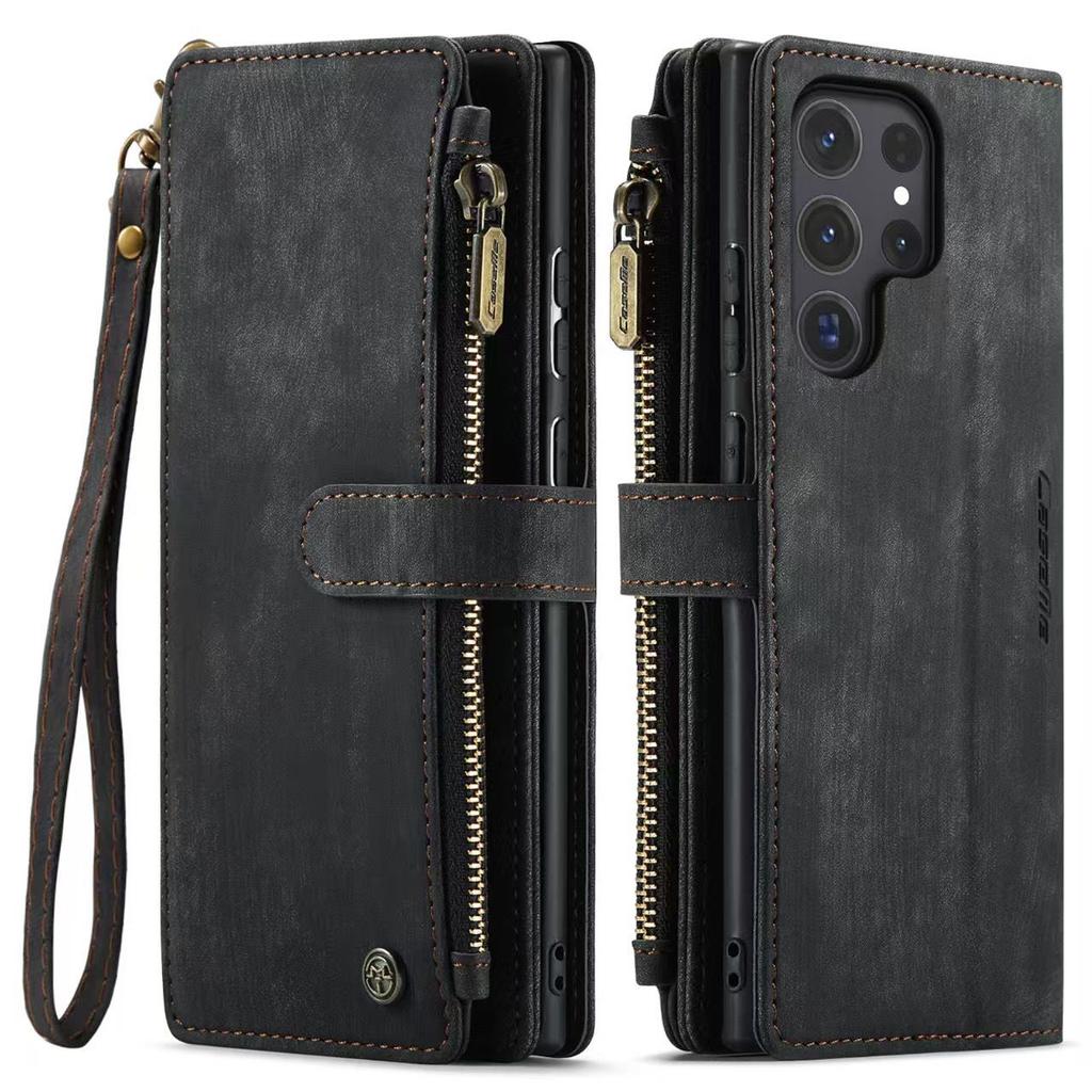 Wallet Phone Case for Samsung S25Ultra- Zipper Leather Multi-Functional Shockproof Card Holder Full Cover on Samsung S25/S24/S23/S22/S21/Ultra/Plus
