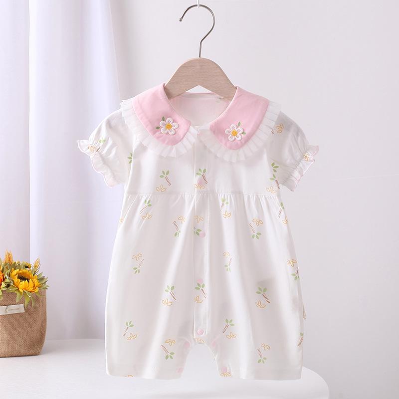 Infant And Children'S Clothing Baby Romper For Summer Short-Sleeved Romper For Girls Baby Home Wear Lightweight For Going Out